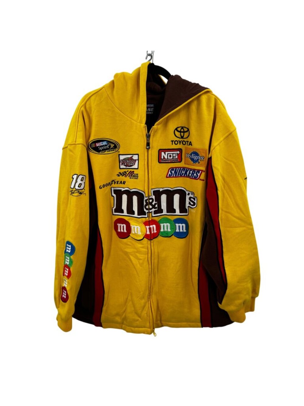 Chase Authentics Nascar M&Ms Yellow Full-Zip Hoodie Mens 2XL Racing Team Jacket